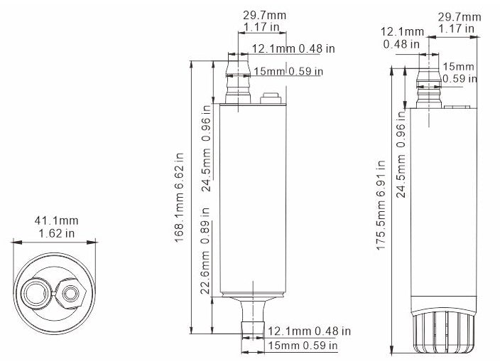 Seaflo Submersible & Inline Water Pump dimensions 